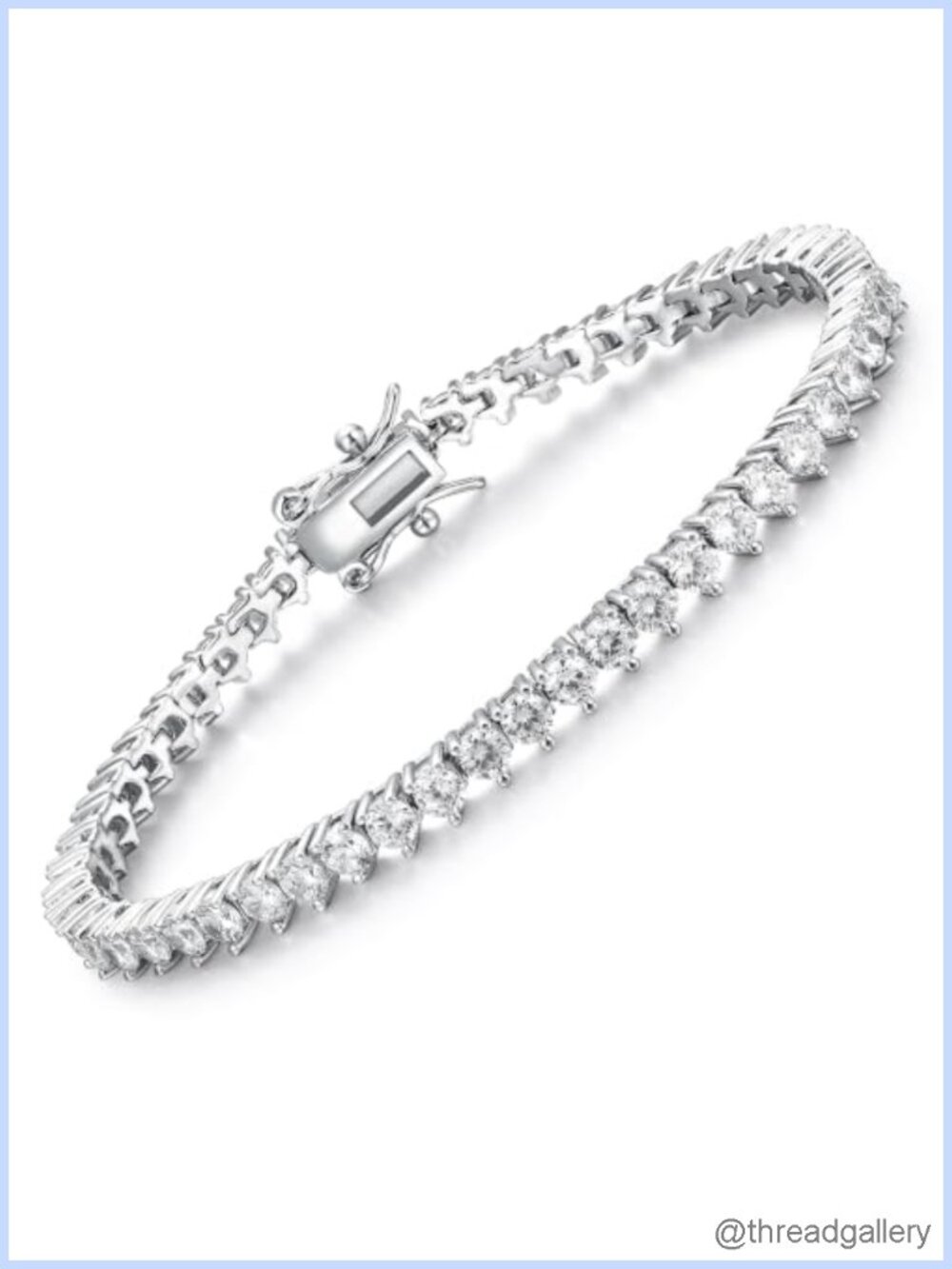 14K White Gold Plated Tennis Bracelet Cubic Zirconia 7 Inch